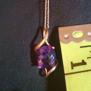 Large Amethyst Rose Gold Necklace